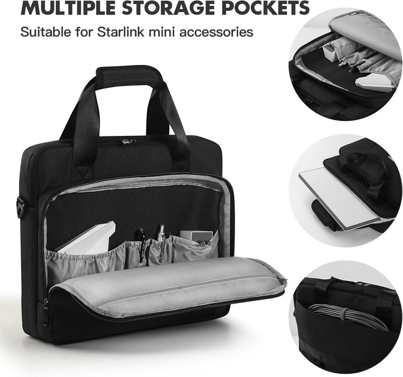 MRINCA Starlink Mini Carrying Case with Tripod Storage - Portable Travel Bag for Satellite Dish & Accessories, Fits Laptop, iPad, Power Adapter, Cables - Durable Camping RV Business Carrier - Image 4